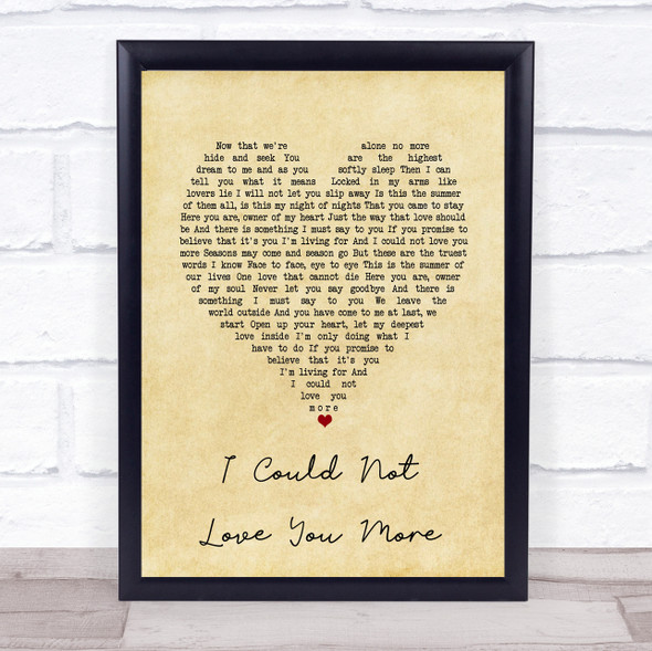 Bee Gees I Could Not Love You More Vintage Heart Song Lyric Print