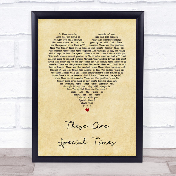 Celine Dion These Are Special Times Vintage Heart Song Lyric Print