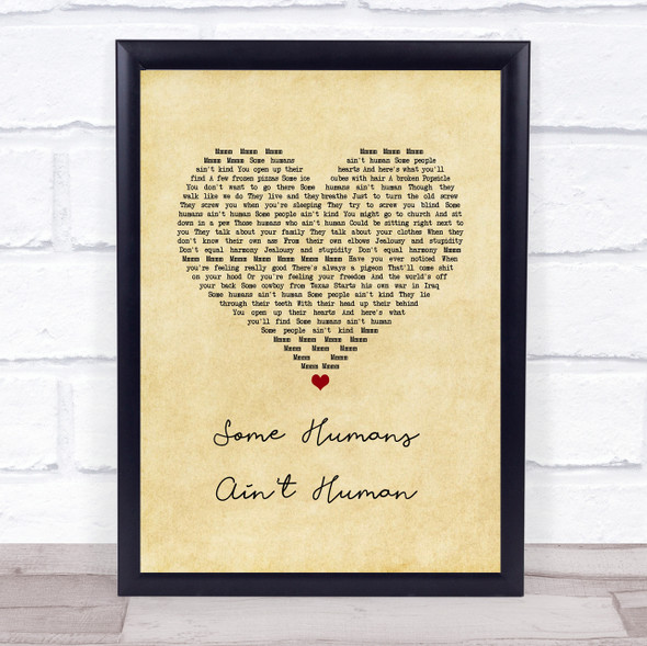 John Prine Some Humans Ain't Human Vintage Heart Song Lyric Print