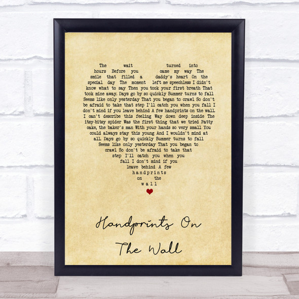 Kenny Rogers Handprints On The Wall Vintage Heart Song Lyric Print