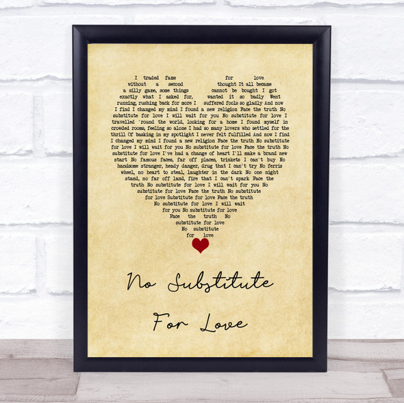 Madonna No Substitute For Love Vintage Heart Song Lyric Print