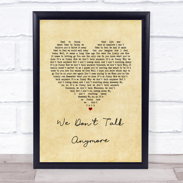 Cliff Richard We Don't Talk Anymore Vintage Heart Song Lyric Print