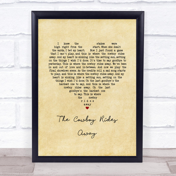George Strait The Cowboy Rides Away Vintage Heart Song Lyric Print
