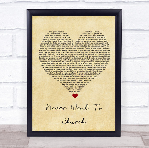 The Streets Never Went To Church Vintage Heart Song Lyric Print