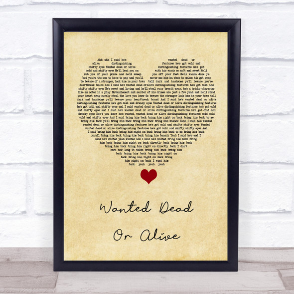 Voices of East Harlem Wanted Dead Or Alive Vintage Heart Song Lyric Print