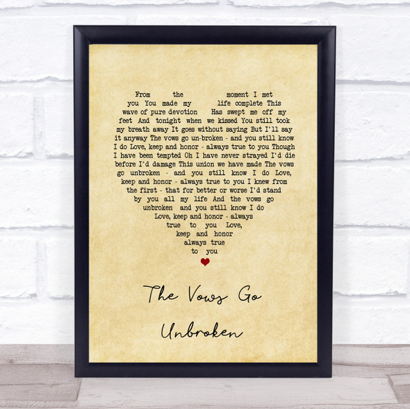 Kenny Rogers The Vows Go Unbroken Vintage Heart Song Lyric Print