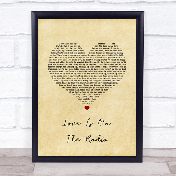 McFly Love Is On The Radio Vintage Heart Song Lyric Print
