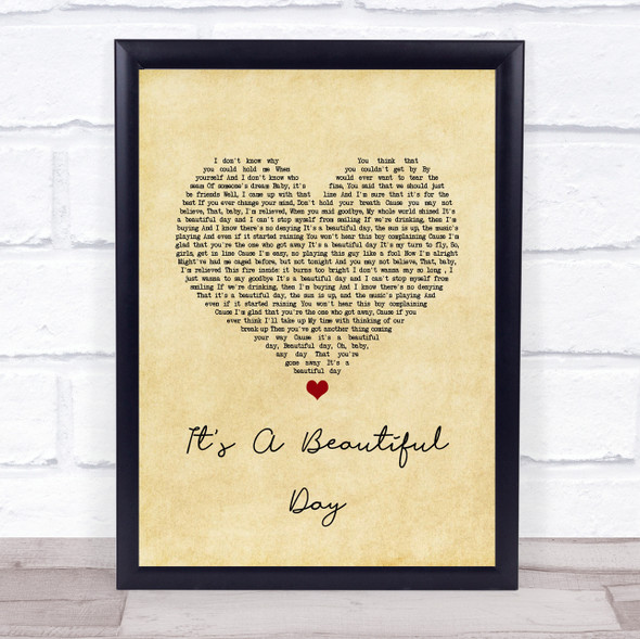 Michael Buble It's A Beautiful Day Vintage Heart Song Lyric Print
