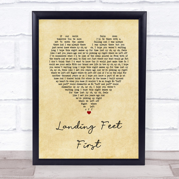 Bayside Landing Feet First Vintage Heart Song Lyric Print