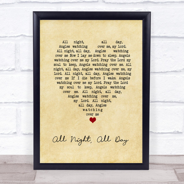 Cedarmont Baby All Night, All Day Vintage Heart Song Lyric Print