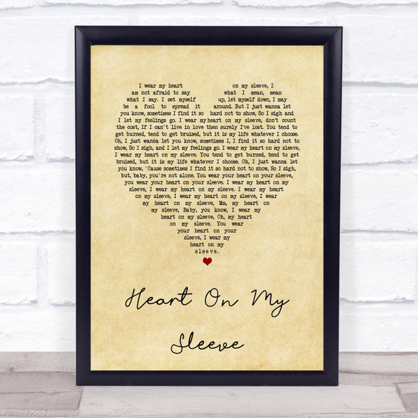 Gallagher & Lyle Heart On My Sleeve Vintage Heart Song Lyric Print