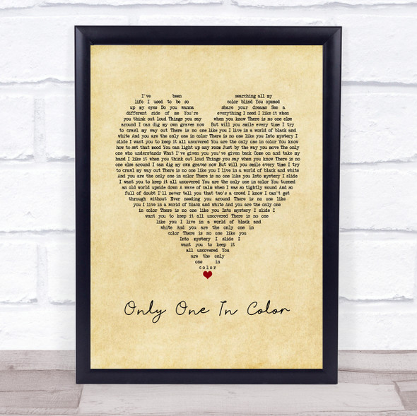 Trapt Only One In Color Vintage Heart Song Lyric Print