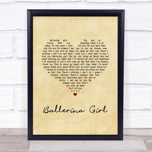 Lionel Richie Ballerina Girl Vintage Heart Song Lyric Print