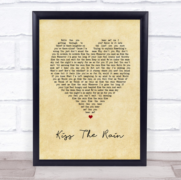 Billie Myers Kiss The Rain Vintage Heart Song Lyric Print