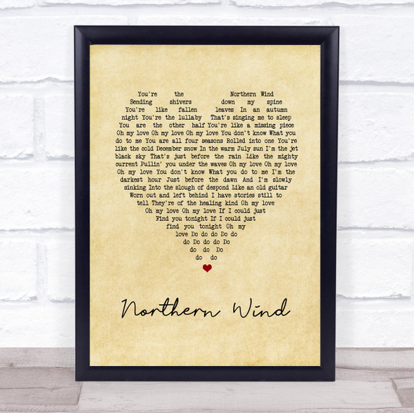 City And Colour Northern Wind Vintage Heart Song Lyric Print