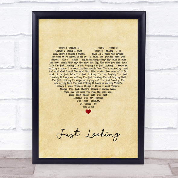 Stereophonics Just Looking Vintage Heart Song Lyric Print