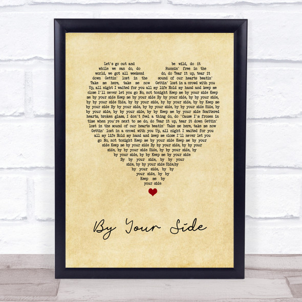 Jonas Blue By Your Side Vintage Heart Song Lyric Print