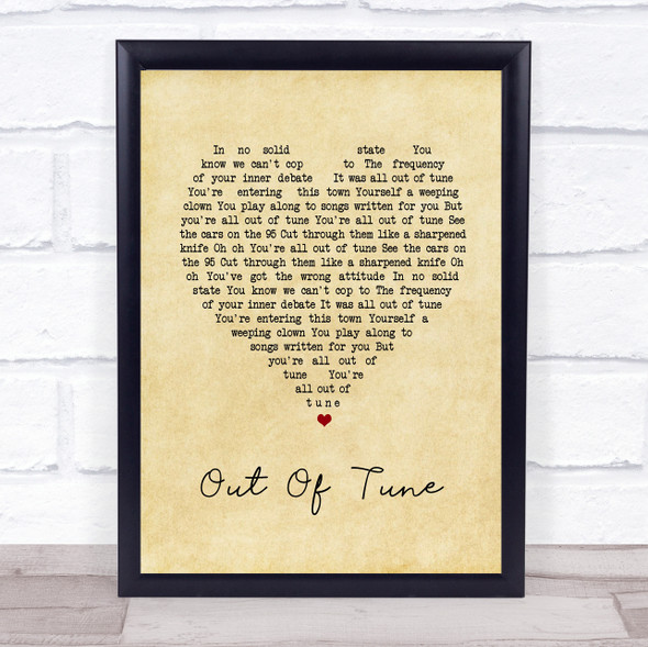 Real Estate Out Of Tune Vintage Heart Song Lyric Print