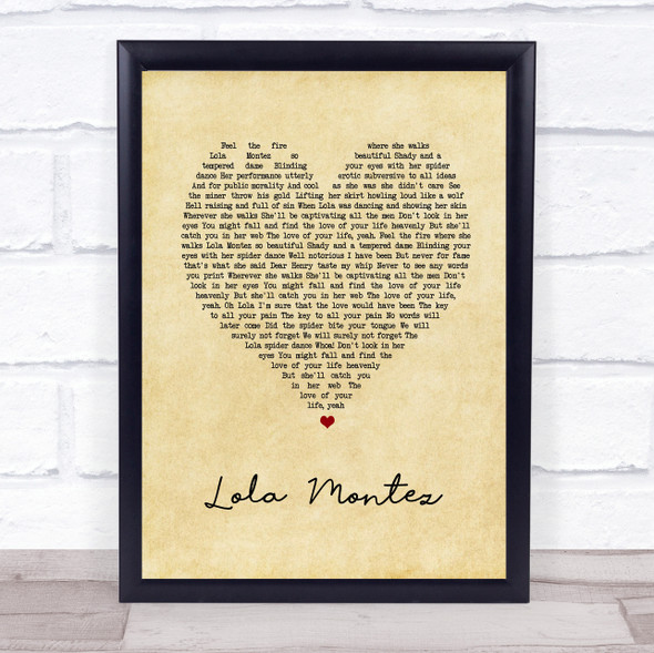 Volbeat Lola Montez Vintage Heart Song Lyric Print