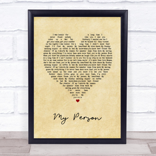 Spencer Crandell My Person Vintage Heart Song Lyric Print