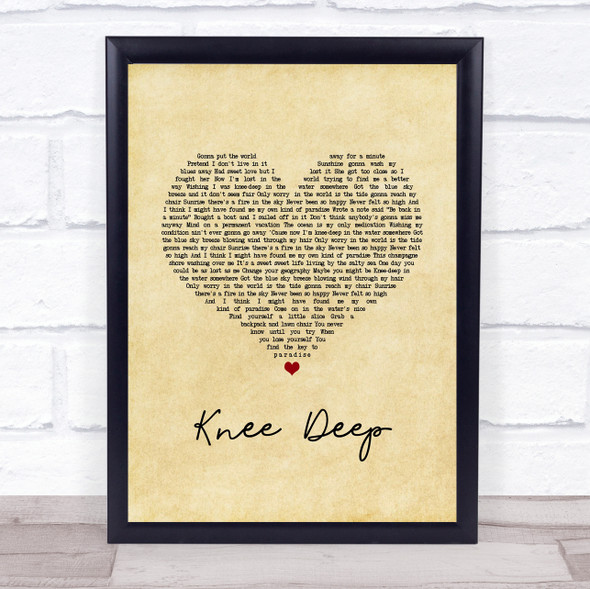 Zac Brown Band Knee Deep Vintage Heart Song Lyric Print