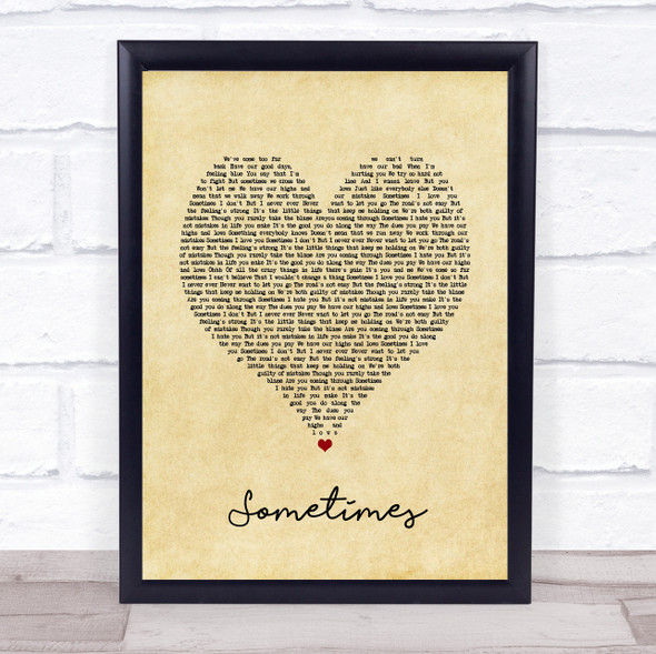 Gabrielle Sometimes Vintage Heart Song Lyric Print