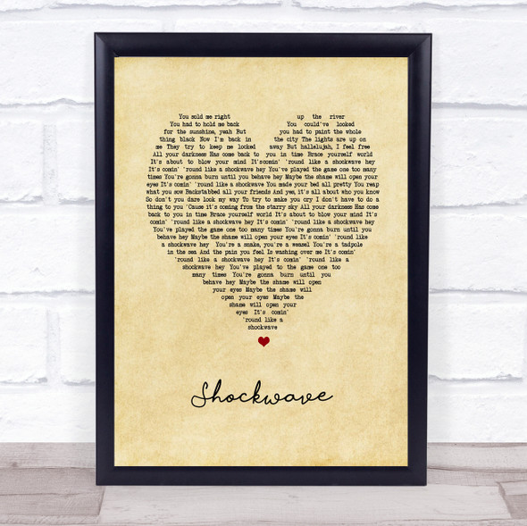 Liam Gallagher Shockwave Vintage Heart Song Lyric Print
