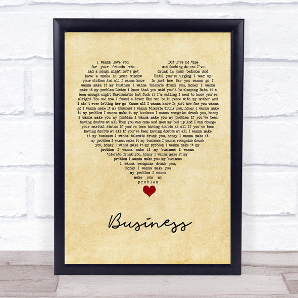 Catfish And The Bottlemen Business Vintage Heart Song Lyric Print