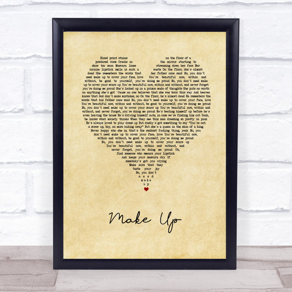 The Script Make Up Vintage Heart Song Lyric Print