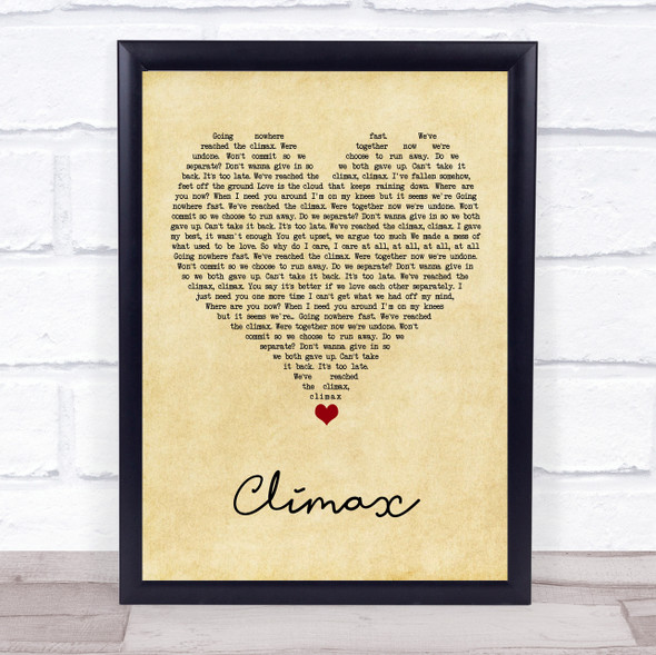 Usher Climax Vintage Heart Song Lyric Print