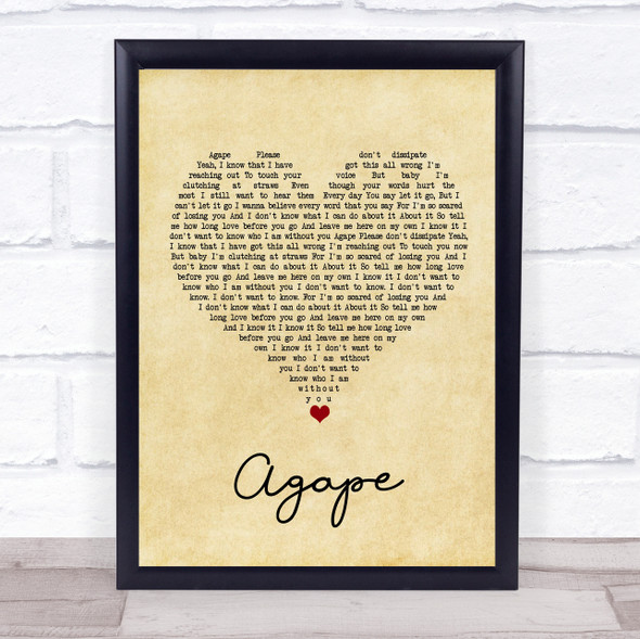 Bear's Den Agape Vintage Heart Song Lyric Print