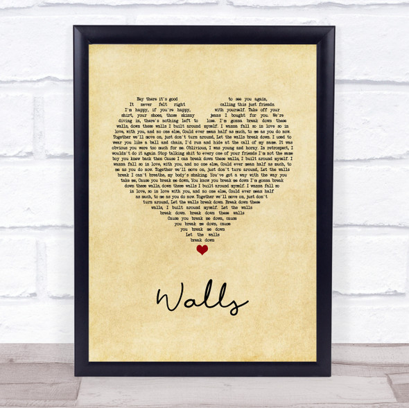 All Time Low Walls Vintage Heart Song Lyric Print