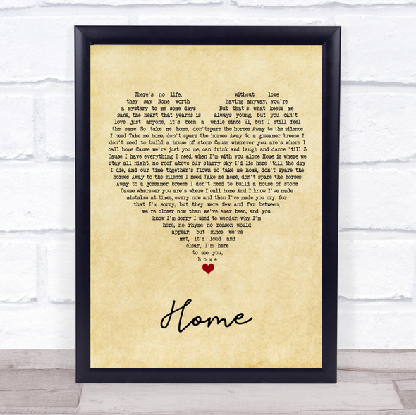 Bruno Major Home Vintage Heart Song Lyric Print