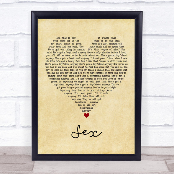 The 1975 Sex Vintage Heart Song Lyric Print