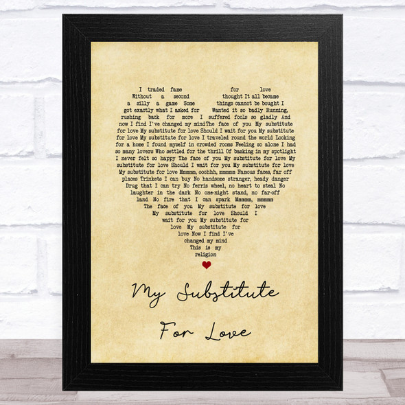 Madonna No Substitute For Love Vintage Heart Song Lyric Music Art Print