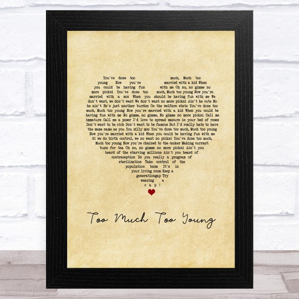 The Specials Too Much Too Young Vintage Heart Song Lyric Music Art Print