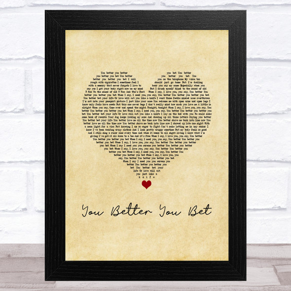 The Who You Better You Bet Vintage Heart Song Lyric Music Art Print