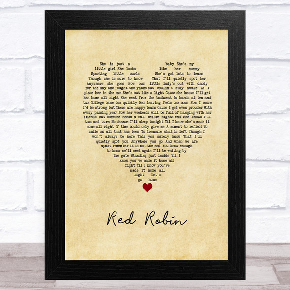 Clark Richard Red Robin Vintage Heart Song Lyric Music Art Print