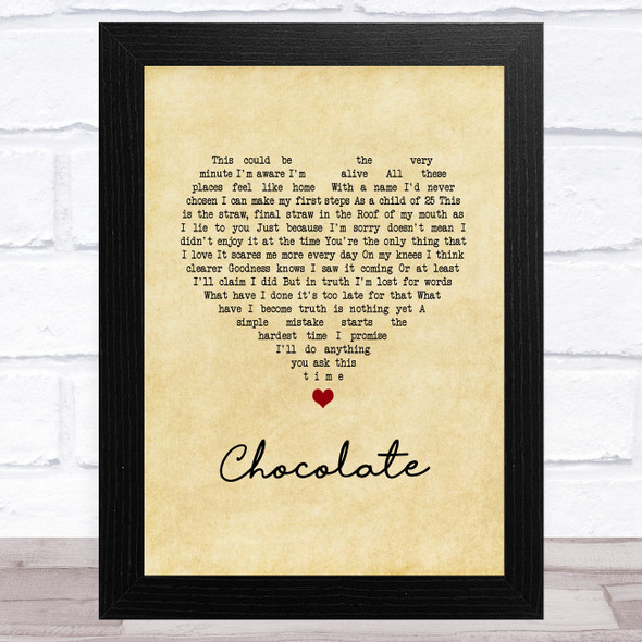 Snow Patrol Chocolate Vintage Heart Song Lyric Music Art Print