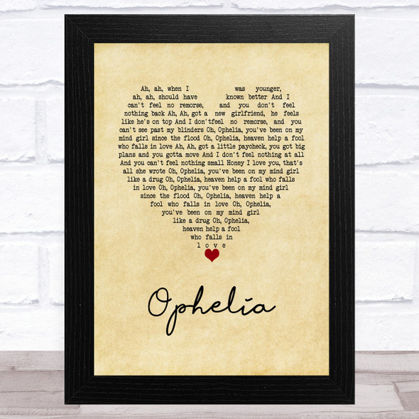 The Lumineers Ophelia Vintage Heart Song Lyric Music Art Print