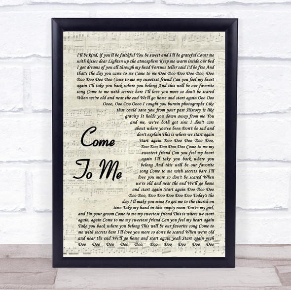 Goo Goo Dolls Come to me Vintage Script Song Lyric Print