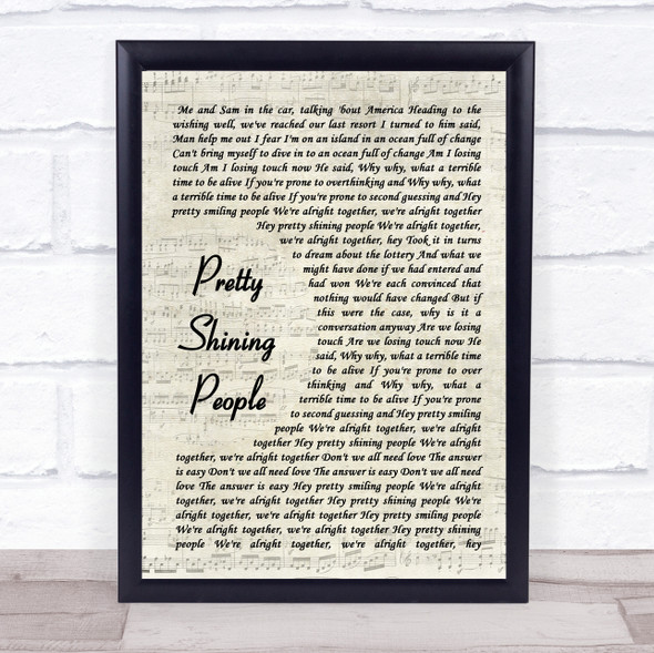 George Ezra Pretty Shining People Vintage Script Song Lyric Quote Music Print