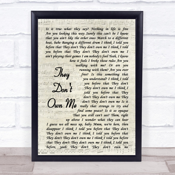 Richard Ashcroft They Don't Own Me Vintage Script Song Lyric Quote Music Print