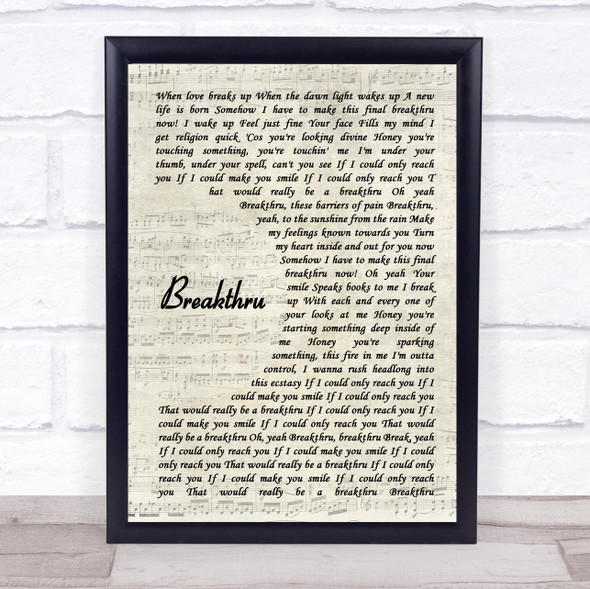 Queen Breakthru Vintage Script Song Lyric Quote Music Print