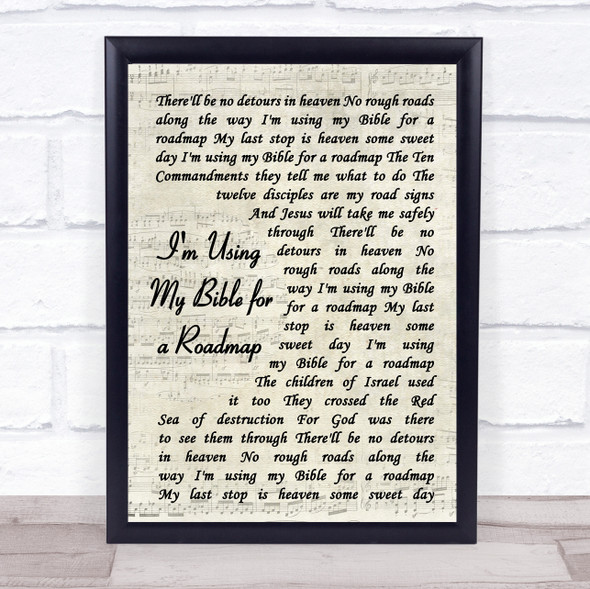 Ronnie Reno I'm Using My Bible for a Roadmap Vintage Script Song Lyric Wall Art Print