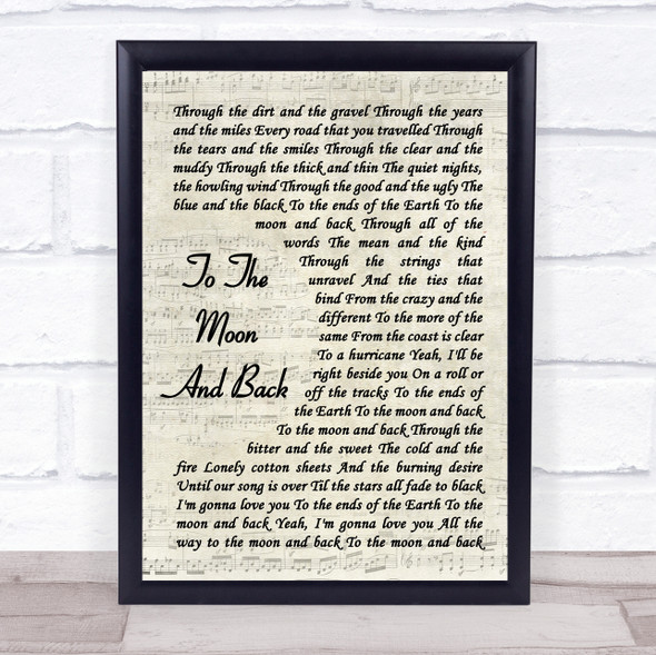 Luke Bryan To The Moon And Back Vintage Script Song Lyric Wall Art Print