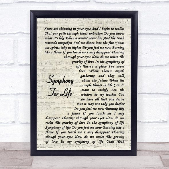 Tina Arena Symphony For Life Vintage Script Song Lyric Wall Art Print