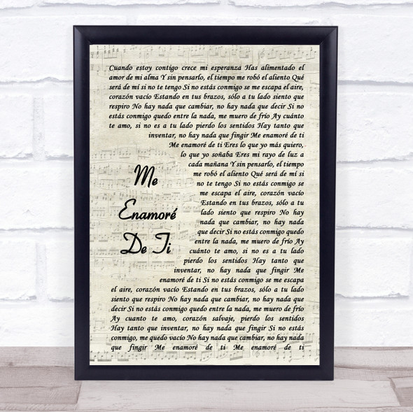 Chayanne Me Enamor?® De Ti Vintage Script Song Lyric Wall Art Print