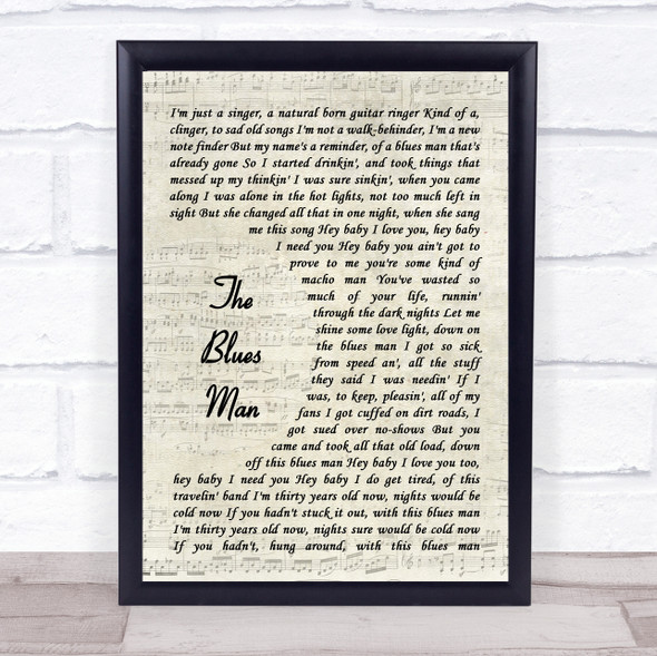 Hank Williams Jr The Blues Man Vintage Script Song Lyric Wall Art Print