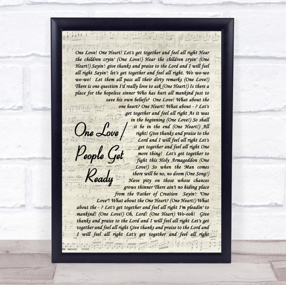 One Love People Get Ready Bob Marley Script Quote Song Lyric Print